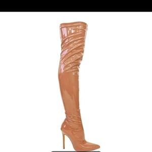 Thigh high faux leather boots